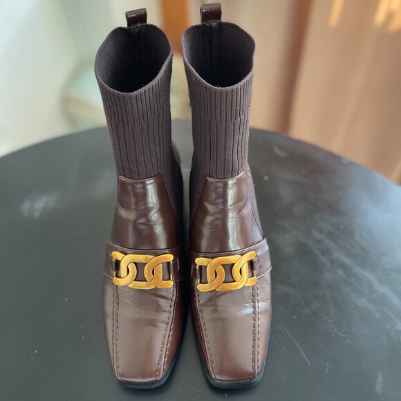 Knit Buckled Block-Heel Booties - Picture 3 of 8